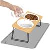 Otauoaea Ciotole per Gatti Rialzate, Doppia Ciotola per Gatti e Cani in Ceramica, 15° Inclinate Set di 2 Ciotole Gatto per Cibo e Acqua con Tappetino Antiscivolo,Ciotola Gatto per Cani Piccoli,Gattini