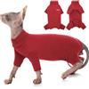 PUMYPOREITY Pullover per Gatti Sphynx - Maglia a Collo Alto per Gatti Senza Peli, Felpa Calda Maglione Invernale Con Maniche per Cornish Rex/Devon Rex/Peterbald (Rosso, S)