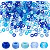 SUNNYCLUE 1000 pz 6x9mm Perline Pony Bulk 5 Stili Perline Pony Blu Kandi Treccia per Capelli Opaco Trasparente Blu Plastica Artigianali per Creazione di Gioielli Kit Bracc