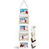 NEOWS Set Cornici Foto Multiple da Parete Con Corda - Portafoto Multiplo Decorativo in Legno - Collage da Appendere al Muro - 10x15 cm (Bianco e Rovere, 5 Foto Orizzontale)