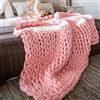 Hfnnhl Coperta gigante lavorata a maglia grossa, coperta ultra morbida lavorata a maglia fatta a mano, braccio misto spesso, caldo e accogliente per divano letto, coperta lavorata a maglia ( Color : Pink , S