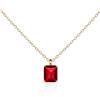 namana Collana Donna Argento Sterling 925 Placcato Oro Giallo con una Pietra Rosso Rubino Taglia Smeraldo, Collana Rossa per Donna e Ragazza, Collane in Oro con una Pietra Rettangolare