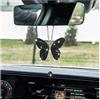 JNNJ Bling Ciondolo a Farfalla per Specchietto Retrovisore, Accessori Diamante per Appendere per Auto da Donna, Ciondolo Strass per Interno Auto, Appeso Ornamento Decorazione per Auto(Nero)