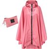 Jewlri Donna impermeabile pioggia Poncho Elegante riutilizzabile pioggia Poncho escursionismo ciclismo Outdoor Versatile giacca con cappuccio (rosa)