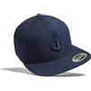 Baddery cap: Ancora - Flexfit Classic Snapback Basecap con Ricamo in 3D- Pesce - Pescatore - Berretto - Cappello - Hip Hop Rap - Regalo Capitano - Urban Streetwear (Blu)