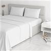 Italian Bed Linen CL-ST-bianco-2P Completo Letto con Lenzuolo Sopra, Sotto e Federe in Tinta Unita Rigato, Raso di Poliestere, Bianco, Matrimoniale, 300x250x1 cm