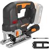 WORX Nitro 18 V (20 V max) seghetto alternativo senza fili, PowerShare, Brushless, 3500 spm, massimo in legno 120 mm, acciaio 10 mm, WX542.9