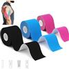 LiangMai Tape Kinesiologico Nastro Kinesiologico Tanti Colori 3 Rotoli 5 m x 5,0 cm, Muscolare Cerotto Per Taping Kinesiologico per Ginocchio, Spalla e Gomito, Fisioterapiche Impermeabil & Traspiranti