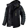 MAGCOMSEN Giacca da sci impermeabile da uomo antivento da montagna Parka in pile con cappuccio, Nero , M