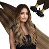 Ugeat U Tip Extension Capelli Veri Cheratina Castano Intensissimo Misto Castano Medio con Balayage Biondo Dorato Extension Capelli Cheratina #2/6/12 35cm 50 Ciocche 50G