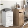 GYMAX Cassettiera Porta Documenti, Armadietto con 3 Cassetti, in Legno, Ideale per Ufficio, Studio, Camera da Letto, 37 x 34 x 67 cm (1, Bianco)