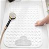 Moulaelos Tappetino da Doccia Antiscivolo, 70x40cm, Tappetino da Bagno Antiscivolo con Ventose, Tappeto per Piatto Doccia Antiscivolo Comfort Massaggio, Lavabile in Lavatrice, Bianco