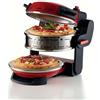 Ariete 927 Pizzeria Ariete, Forno pizza doppio, 2300 W, 2 pietre refrattarie, 2 pizze in 4 minuti, 2 termostati, Diametro 32 cm, 5 livelli di cottura, 2 pale in acciaio inox, Rosso