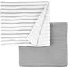 Simple Joys by Carter's 2-Pack Cotton Gauze Blanket Coperta, Bianco Righe/Grigio, Taglia Unica Unisex-Bimbi