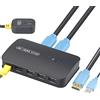 eppfun 4K HDMI & USB KVM Switch per 2 PCs, con telecomando per Monitor, Mouse, Tastiera, Stampante (Supporta adattatori audio USB)