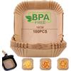 AiQInu Carta Forno per Friggitrice ad Aria,100 Pezzi 16-20 cm Carta Pergamena Quadrata Food-Grade BPA Free, Antiaderente Carta per Friggitrice ad Aria Facile da Pulire per 3-4.5L Friggitrice ad Aria