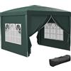 Outsunny Gazebo 3x3 m da Giardino Impermeabile in Acciaio con Copertura in tessuto Oxford, Verde|Aosom