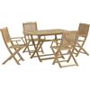 vidaXL AX Tavolo Pranzo 120x70x75cm 4 Sedie Rustico Pieghevoli Giardino Patio + 3214234