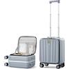 Hanke Valigia da viaggio in policarbonato rigido, parte superiore apribile, telaio in alluminio, con ruote, trolley da donna e da uomo, da 41, 51, 61 e 66 cm, Grigio, 20 Inch