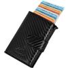 FA.Volmer ® Porta carte pop-up in vera pelle con/senza scomparto portamonete per uomo e donna, max. 11 carte, protezione RFID, portafoglio VO24/31, Zip Carbon, 6 x 9,5 x 1,5cm, Contemporaneo