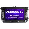 AWESAFE Android 13 Autoradio 2 Din per VW Volkswagen Golf 5 6 Polo Passat Skoda Seat Tiguan, [2G+32GB] 7 Pollici Car Radio Supporta la funzione GPS Comandi al volante BT WIFI CD DVD SD USB RDS DAB