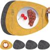 Chitomars Tovagliette e Sottobicchieri, Tovagliette Americane Lavabili Plastica Bifacciale Non-Scivolose Tovagliette Colazione in Ecopelle Tovaglietta Americana Rotonde (Set di 4, Grigio Giallo)