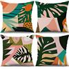 ASDCXZ Federa per cuscino primaverile, 40 x 40 cm, set da 4 pezzi, verde astratto, foglie sole, rosa, per divano, cuscino decorativo, lavabile, poliestere, lino, per esterni