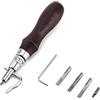 QWORK® 7-in-1 Kit di Attrezzi per la Lavorazione del Cuoio, Strumento per Scanalatura in Pelle