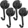 swihorab Magnethaken Extra Stark Ganci magnetici extra resistenti, 4 ganci magnetici al neodimio da 20 mm ganci magnetici girevoli, ganci in metallo antiruggine per la cucina Schwarz Neodym Magnete