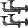 BEJOY 4 pezzi di staffe per mensole pesanti, staffa per tubi industriale da 15 cm, staffa per mensole a parete in stile vintage in ferro, scaffale rustico per tubi in stile vintage