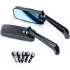 WTZMOTO Specchietti Rettangolari per Moto, 8mm/10mm Specchietti Retrovisori Universali, Rettangolari, 1 Coppia, Compatibile con Honda Fury, Grom, Ruckus, Kawasaki, Yamaha, Suzuki.(Nero #1)