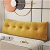 GeRRiT Cuscino per Schienale da Letto, Cuscino a Cuneo per Testiera in Formato Twin/King/Queen per Seduta sul Letto con Tasca Laterale, Cuscino Lungo di Supporto Dorsale (Giallo, 80x40x12cm)