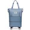 AENZA Borsa da viaggio pieghevole con grande capacità, espandibile bagaglio a mano con ruote rimovibili, borsa fitness per viaggi d'affari, borsa da viaggio per studenti, Blu, 100*55*22CM