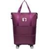 AENZA Borsa da viaggio pieghevole con grande capacità, espandibile bagaglio a mano con ruote rimovibili, borsa fitness per viaggi d'affari, borsa da viaggio per studenti, viola scuro, 100*55*22CM