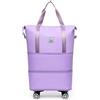 AENZA Borsa da viaggio pieghevole con grande capacità, espandibile bagaglio a mano con ruote rimovibili, borsa fitness per viaggi d'affari, borsa da viaggio per studenti, viola chiaro, 100*55*22CM