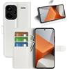 JIUNINE Cover per Xiaomi Redmi Note 13 Pro+ 5G, Custodia Portafoglio Libro in Pelle Sintetica Antiurto Cover Flip Case con Slot per Schede, Fibbia Magnetica per Redmi Note 13 Pro Plus 5G, Bianco