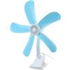 Generico Mini Ventilatore da Tavolo Portatile, 5 Pale, con Pinza Snodabile e Clip, per Scrivania, Viaggio, Blu