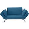Deshome Smart - Divano letto 2 posti con letto singolo 80x200 cm braccioli reclinabili fino a 3 posti clic clac, tessuto Idrorepellente sfoderabile, materasso in Waterfoam, Made in Italy (Blu)