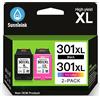 Sunnieink 301XL Cartucce d'inchiostro Sostituzione per Cartuccia HP 301 Nero E Tricromia, Compatibile con Stampanti DeskJet 1000 1050 2050 2510 2540 Envy 4500 4502 5530 OfficeJet 2620 4630 (2-Pack)