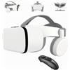 LONGLU VR-Set Virtual Reality VR per Telefono Wireless Bluetooth VR Occhiali VR Occhiali, Supporta Telefono cellulare 4.7-6.2 Pollici Compatibile per Android iOS iPhone 13 12 11 Pro Mini X R S (Bianco)