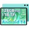 ODEA 【Android 14 Tablet 10,1 Pollici】ODEA A10 Tablet PC, 12GB RAM+128GB ROM(1TB TF), Unisoc T606 Octa-Core A75 CPU, 2.4G/5G WiFi, BT5.0/6000mAh/Dual AI Camera/Type-C/3.5mm Jack/Face ID/Widevine L1 Netflix