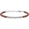 GAVU Bracciale di Perline di Pietre Naturali Diaspro Rosso Ematite e Acciaio Inossidabile da Uomo