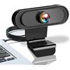 Fabater Webcam 1080P con Microfono, Webcam USB per Computer HD, Plug and Play, Regolabile a 45 Gradi per Laptop/PC/tablet, Conferenze e Videochiamate