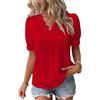 Xmrtxx Camicia Donna Blusa in Pizzo Camicie Elegante con Scollo V Camicette Estiva Manica Corta a Sbuffo Bluse Tinta Unita Camicetta da Ufficio