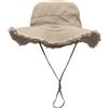 Qiantull Cappello da sole da donna a tesa larga in cotone con nappa, pieghevole, protezione UV, protezione solare, cappello da spiaggia, cappello da pescatore per viaggi all'aperto, marrone, Taglia