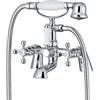 ENKI, Beaumont, BBT0257, miscelatore cromato per vasca da bagno e doccia, in ottone massiccio, maniglia a croce, design moderno, valvole di compressione, facile da installare