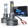 BEAMFLY Lampadine H1 LED 36000LM, BEAMFLY Kit Fari Auto ad Alta Potenza, 6000K Luce Bianco Forte