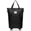 AENZA Borsa da viaggio pieghevole con grande capacità, espandibile bagaglio a mano con ruote rimovibili, borsa fitness per viaggi d'affari, borsa da viaggio per studenti, Nero , 100*55*22CM