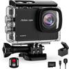 Yolansin Action Camera 4K 60FPS, 48MP Con 64GB MicroSD 40M Fotocamera Subacquea Videocamera Impermeabile WIFI 170° Sports, Telecomando 2.4G, 2x1350mAh Batterie e Accessori