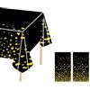 Ehuihuan 2 Pcs Tovaglia in Plastica, Tovaglie Rettangolare 137x274cm, Tovaglia da Festa, Tovaglie Compleanno Nero Bianco con Pois Cuore Oro, Copritavolo Impermeabile per Casa Matrimonio Decorazioni (Nero, 2)